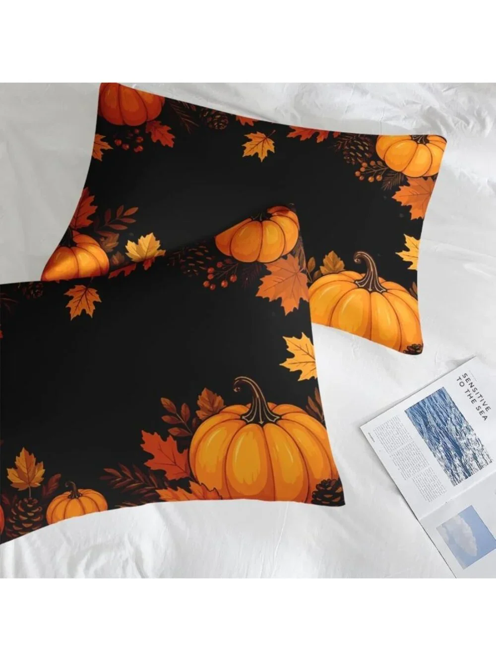 Cozy Queen Fall Comforter Set with Sheets, 7-Piece Pumpkin-Themed Bedding